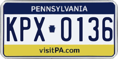 PA license plate KPX0136