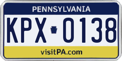 PA license plate KPX0138