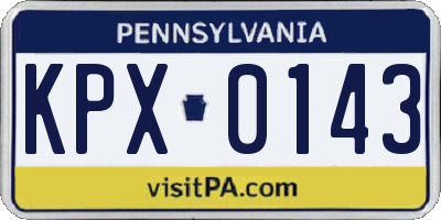 PA license plate KPX0143