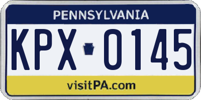 PA license plate KPX0145