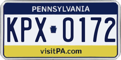 PA license plate KPX0172
