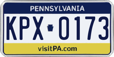 PA license plate KPX0173
