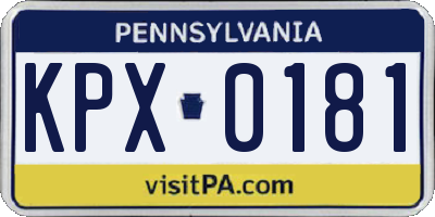PA license plate KPX0181