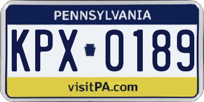PA license plate KPX0189