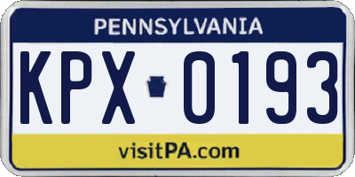 PA license plate KPX0193