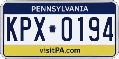 PA license plate KPX0194