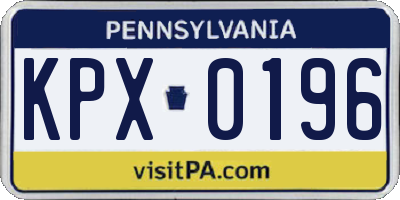 PA license plate KPX0196