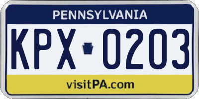 PA license plate KPX0203