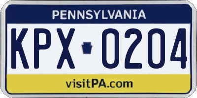 PA license plate KPX0204