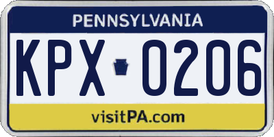 PA license plate KPX0206