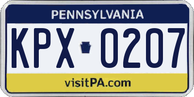 PA license plate KPX0207