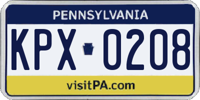 PA license plate KPX0208
