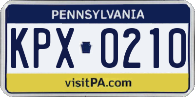 PA license plate KPX0210
