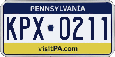 PA license plate KPX0211