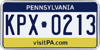 PA license plate KPX0213