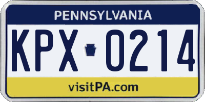 PA license plate KPX0214