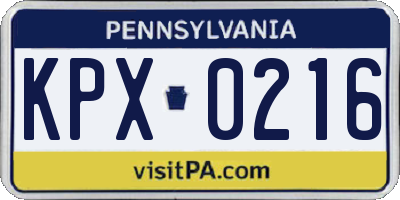 PA license plate KPX0216