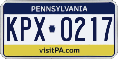PA license plate KPX0217