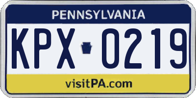 PA license plate KPX0219