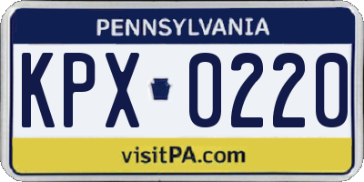 PA license plate KPX0220
