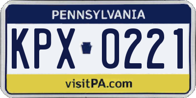PA license plate KPX0221