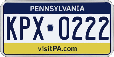 PA license plate KPX0222
