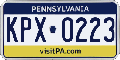 PA license plate KPX0223
