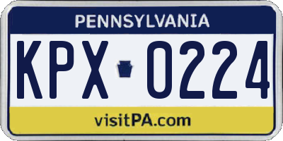 PA license plate KPX0224