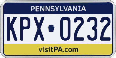 PA license plate KPX0232