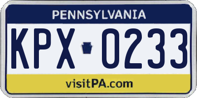 PA license plate KPX0233
