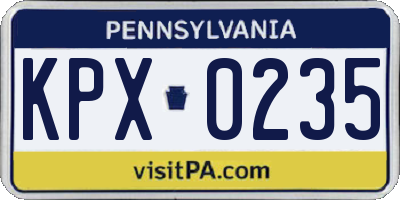 PA license plate KPX0235