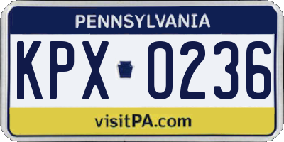 PA license plate KPX0236