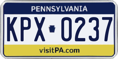 PA license plate KPX0237