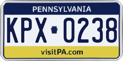 PA license plate KPX0238