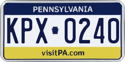PA license plate KPX0240