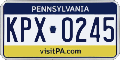 PA license plate KPX0245