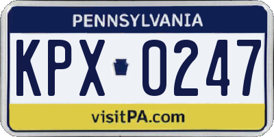 PA license plate KPX0247