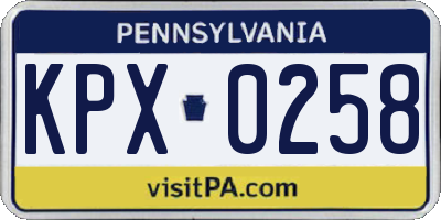 PA license plate KPX0258