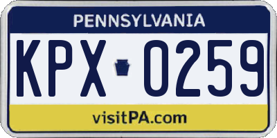 PA license plate KPX0259