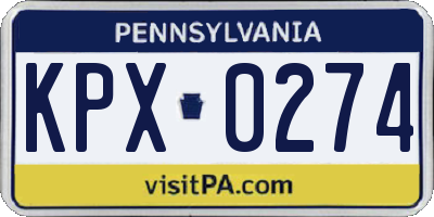 PA license plate KPX0274