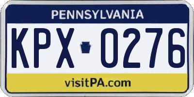 PA license plate KPX0276
