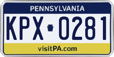 PA license plate KPX0281