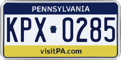 PA license plate KPX0285