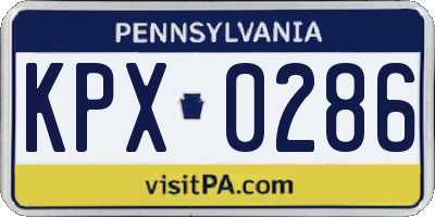 PA license plate KPX0286