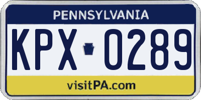 PA license plate KPX0289