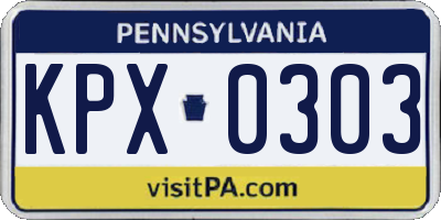 PA license plate KPX0303