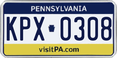 PA license plate KPX0308