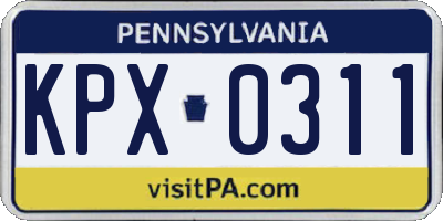 PA license plate KPX0311