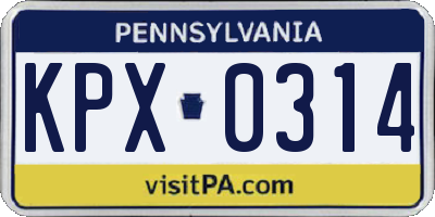 PA license plate KPX0314