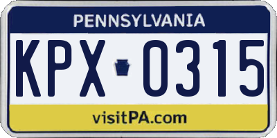 PA license plate KPX0315